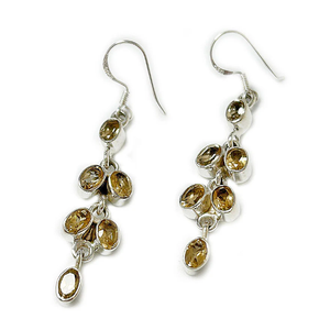 Pendiente de piedras preciosas de citrino de corte ovalado Plata de Ley 925 con ajuste de bisel Chapado en plata Pendiente romántico de moda para mujer. - Product Image 1