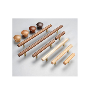 Poignée de porte en bois tirer armoires de cuisine placard porte tiroir bouton matériel de meubles couleur bois naturel - Product Image 4