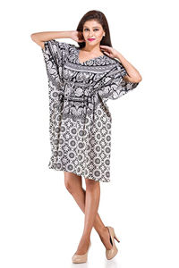2024 arrivée prix de gros été imprimé à la main floral court caftan pour les femmes à manches courtes genou longueur Boho vacances robe - Product Image 2