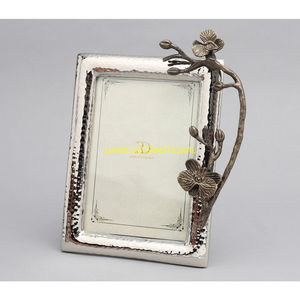 Silver Hammered <b>Photo</b> <b>Frame</b> with Bronze Floral Branch Design Elegant Decorative Picture <b>Frame</b> for Home Office and <b>Gifting</b> - Product Image 1