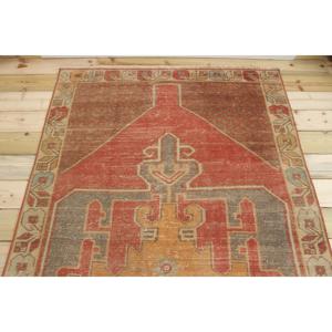 Tapis vintage, tapis turc 4,3x8,9 pieds, tapis en laine rouge à motifs floraux - Product Image 3