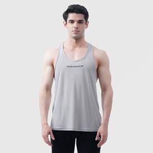 Elite Grip Men's XL Gym Vest Tank <b>Top</b> Light Grey Breathable Polyester Cotton with Hood Collar for Bodybuilding Muscle Styles - Product Image 4