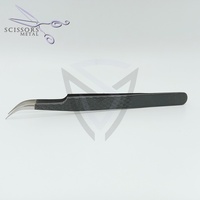 Pince à épiler professionnelle japonaise en acier inoxydable de 14 cm pour extensions de cils, à pointe fine et souple, à dents, pour prélèvement métallique
