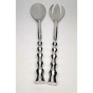 Handmade Twisted Design Handle Silver Matte Polished Designer Salad Serving Spoon & Fork Set for Wedding <b>kitchen</b> <b>accessories</b> - Product Image 2