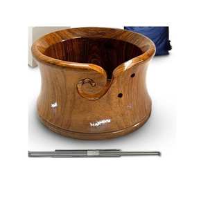 Cuenco de almacenamiento de hilo de palisandro Premium hecho a mano para tejer ganchillo costura soporte grande mejor regalo de Navidad - Product Image 3