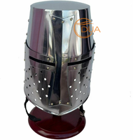 Authentique DUA Armure de Chevalier Templier Croisé Médiéval Style Moderne Grand Heaume Portable Objets de Collection Techniques Polies