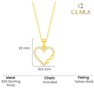 สร้อยคอจี้รูปหัวใจชุบโรเดียมแพลตตินัม ประดับด้วยเพทายและสีโรสโกลด์ - Product Image 5