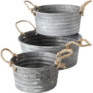 Maceta galvanizada de aspecto vintage hecha por Rael hierro galvanizado para decoración del hogar, casa de campo, oficina y decoración de jardín - Product Image 3