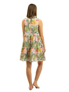 Vestidos cortos bohemios de verano para mujer de diseñador, cuello Halter, estampado Floral, algodón satinado, lavable, sin mangas, para boda en la playa - Product Image 4