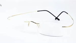 Montura de gafas para hombre sin bisagras hipoalergénica de titanio puro ultraligero rectangular de clase Superior - Product Image 2