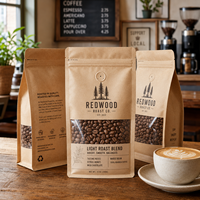 Sacs à café mats noirs AT PACK de 2 lb avec fermeture à lien métallique, emballage personnalisé à soufflets latéraux pour torréfacteurs de café