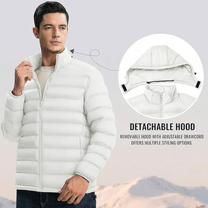 Veste matelassée isolante pour homme, directement de l'usine, capuche amovible, tissu léger résistant à l'eau, ourlet réglable - Product Image 5