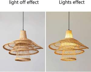 โคมไฟหวายสานแบบหลายชั้นทำด้วยมือ, โคมไฟระย้าไม้ไผ่สานแบบไม่สม่ำเสมอสำหรับห้องรับประทานอาหารร้านอาหารคาเฟ่ตกแต่ง - Product Image 5