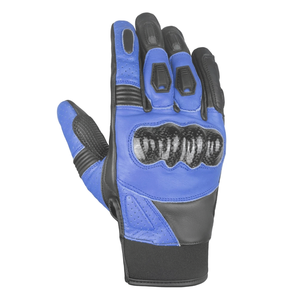 Gants thermiques d'été en cuir pour motards pour hommes, vêtements de course automobile, gants en cuir véritable bleu pour hommes - Product Image 3