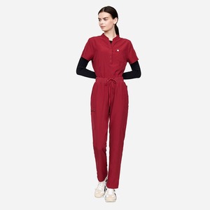 Uniformes elásticos Hospital Scrubs Venta al por mayor Uniformes Traje Mujeres Enfermera Scrubs Scrub Trajes Colores Hospital Uniforme Diseños - Product Image 2