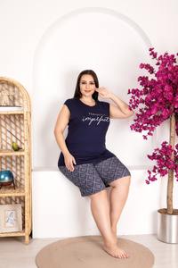 Conjunto de Pijama para Mujer Talla Grande, Camiseta de Manga Corta y Pantalones Cortos, Ropa de Dormir Cómoda de Talla Grande, Ropa para el Hogar - Product Image 4