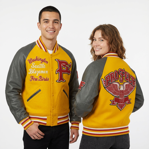 Winter Outerwear Varsity <b>Jacket</b> Wool Body Leather Sleeves Embroidered Letterman Button Front Collage <b>Baseball</b> <b>jacket</b> for <b>men</b> - Product Image 4