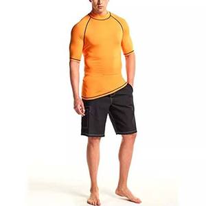 Maillots de bain anti-UV UPF50+ de haute qualité à manches courtes 100% coton polyester séchage rapide respirant pour la gym et le fitness unisexe - Product Image 3