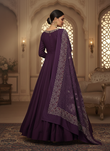 Conjunto de Salwar Kameez de Seda Jalpari con Lentejuelas Dori, Falda Palazzo de Cuatro Puntos y Cinco Metros con Estampado Digital, Dupatta de Seda para Fiesta, Estilo Bollywood - Product Image 3