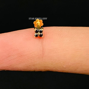 Perno de cuatro piedras de Diamante Negro natural de oro macizo de 14K para joyería fina de trago, lóbulo, Concha. - Product Image 4