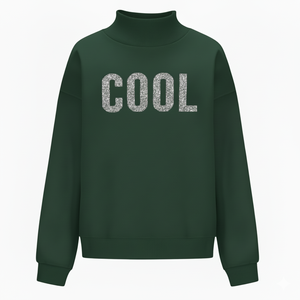 Sweat-shirt polaire à col roulé oversize uni, coupe décontractée, streetwear, personnalisable sur le devant - Product Image 1