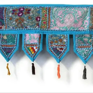 Indian Handmade Toran , Window Wall Hanging Door Decor Curtain Hippie Boho Ethnic Festival Toran Colourful Embroidered Tapestry