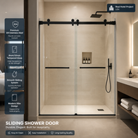 Cabine de douche tout-en-un en verre avec porte coulissante double dissimulée à bordure intégrée, design moderne, garantie 5 ans