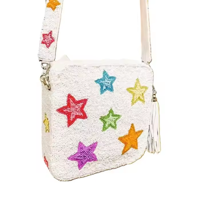 Bolso de mano con caja bordada elegante de tendencia con cuentas de correa Bolso de caja con cuentas de moda con correa de cadena de hombro - Product Image 2