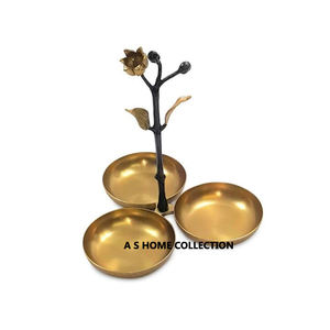 Tazón de vidrio transparente de fruta de estilo americano moderno pulido brillante decorativo de aluminio fundido de lujo - Product Image 2