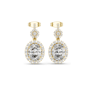 ต่างหูเพชรแล็บ 3.99 กะรัต สำหรับผู้หญิง ความใส VVS-VS EF  ทอง 18KT, 14KT, 10KT และเงิน 925  ทองชมพู, ทองเหลือง, ทองขาว - Product Image 2