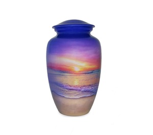 Nickel Plated Adult Ashes Urn Blue Pearl Aluminum Floral Engraved Design Brass Metal Cremation <b>Funeral</b> <b>Supplies</b> - Product Image 5