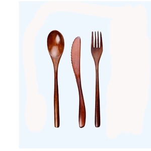 Couverts élégants utilisés dans les ustensiles de cuisine de table café usage domestique couverts en bois pur poignée de concepteur en bois ensemble de 3 cuillères fourchette couteau - Product Image 6