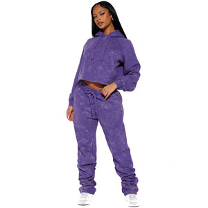 ชุดวอร์ม2ชิ้นแบบลำลองสำหรับผู้หญิงชุดวิ่งออกกำลังกายประดับพลอยเทียมผ้ากำมะหยี่ระบายอากาศได้ดี2025ฤดูใบไม้ร่วงโลโก้ตามสั่ง - Product Image 6