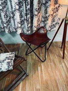 Leather Ottoman butterfly Footstool <b>Chair</b> and Camping Folding Leather Stool <b>Cover</b> - Product Image 2