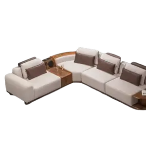 أريكة بيج زاوية فاخرة مصممة لغرفة المعيشة أريكة منجدة