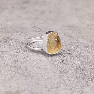Anillo de Plata de Ley 925 con Citrino Natural, Piedra Natal de Noviembre, Diseño de Doble Banda, Joyería Artesanal para Mujer - Product Image 4