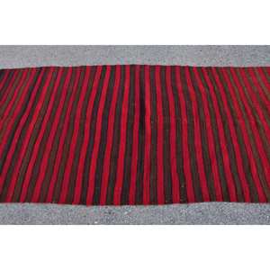 Vintage Rojo Negro Kilim alfombra turca gran área 43X121 pies 10mm de espesor Material de lana látex Rectangular Patchwork para pasillo - Product Image 4