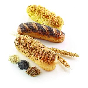 Moule à pain en silicone pour 4 mini baguettes, 17x5,5x2 cm, gris, compatible four, micro-ondes et lave-vaisselle - Product Image 3