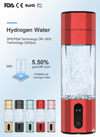 Générateur de bouteille d'eau hydrogénée portable SPE PEM, ioniseur H2 à haute concentration, sans BPA, logo personnalisé, marque privée, bien-être