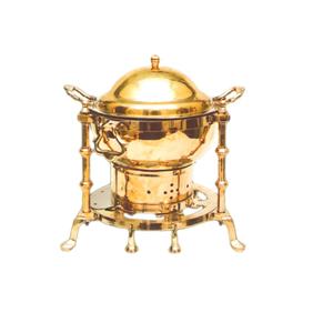 Plato de frotamiento de Metal de latón con soporte de quemador personalizado Calentador de alimentos Plato de frotamiento de acabado chapado en oro brillante - Product Image 2