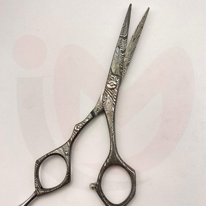 Tijeras de peluquero con hoja de acero inoxidable Damasco Premium de diseño artístico, mango afilado para corte de pelo - Product Image 5