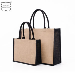 กระเป๋าผ้าปอกระเจาสีดำขนาดใหญ่ออกแบบได้ตามต้องการวัสดุผ้าใบลายโลโก้ - Product Image 2