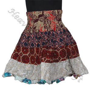 Indian Boho Multi Colorful <b>Mini</b> <b>Skirt</b> Cotton Patch Bobbin <b>Skirt</b> Colorful and Stylish Free Size <b>Mini</b> Patch Work <b>Skirt</b> Boho Style - Product Image 2