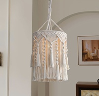 Lampe de lustre en coton macramé écologique Style bohème couleur naturelle fabriquée à la main inde forme carrée auto-adhésive de haute qualité