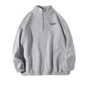 Venta al por mayor de logotipo personalizado Impresión digital invierno cálido soporte cuello media cremallera Polar para polar pulóver en blanco hombres sudadera - Product Image 1
