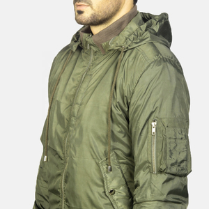 Vente en gros de blouson d'aviateur personnalisé en satin matelassé de haute qualité pour hommes avec logo brodé - Product Image 5