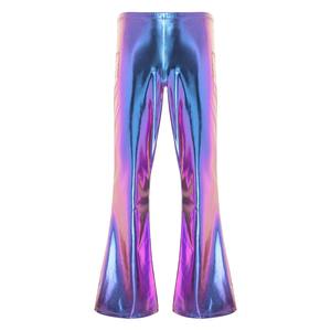 Pantalones acampanados informales de cintura alta para hombre, material de algodón con acabado metálico brillante, pantalones de disfraz de discoteca de Color personalizables - Product Image 1