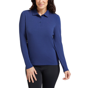 Vente en gros de polos à logo personnalisé polos décontractés pour femme à manches longues, confortables, respirants, coupe régulière - Product Image 6
