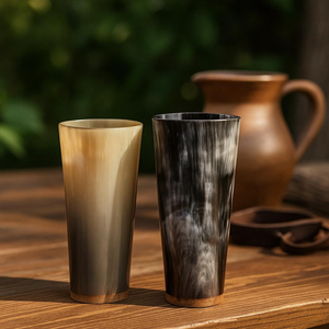 Mug en corne authentique fait à la main, corne d'animal naturelle, mug à bière de style viking, rustique, bar à domicile, vaisselle - Product Image 3