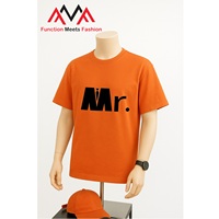 T-shirt orange à manches courtes, imprimé graphique, coupe décontractée, respirant, en mélange de terylène et de coton (TC) vietnamien